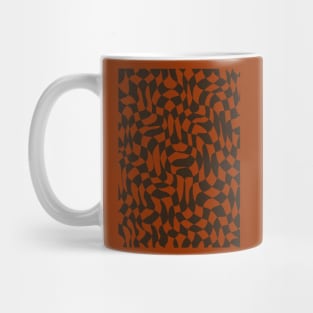 Brown and Orange Distorted Warped Checkerboard Pattern IV Mug
